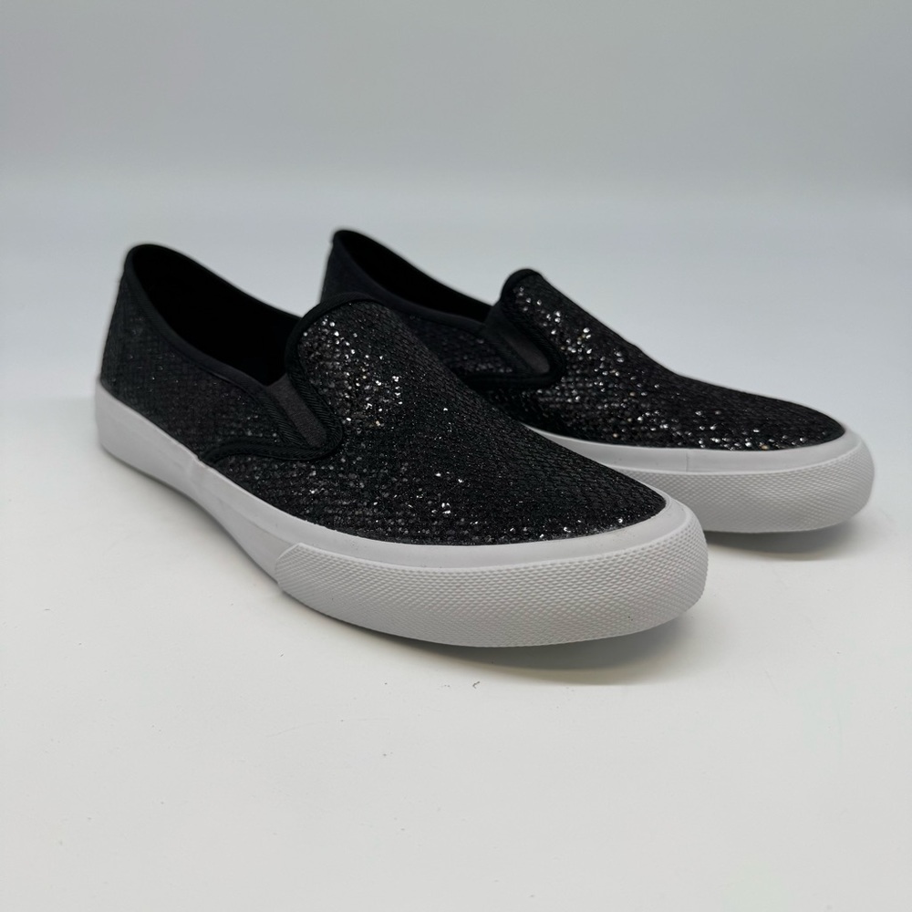 Expression Black Glitter Slip-On Sneakers – Size 9 (Brand New)